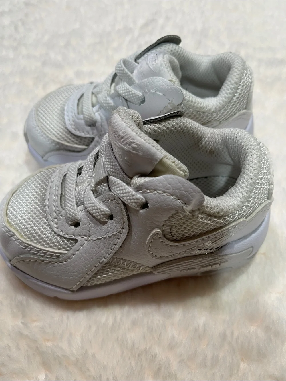 Nike Air Max Toddler White Mesh & Leather Sneakers